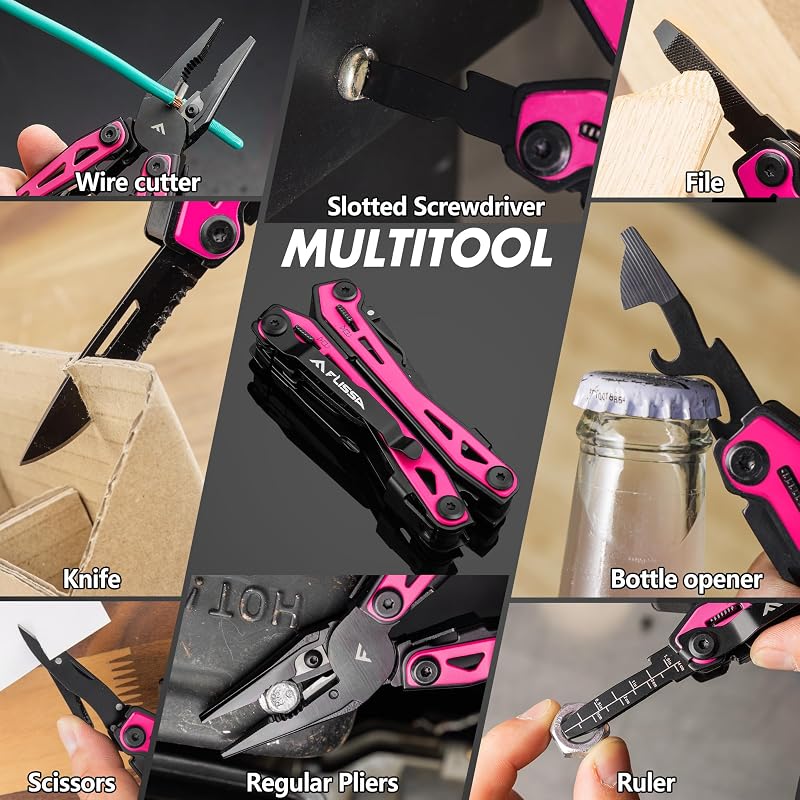 FLISSA 16-in-1 Multi-Tool Pliers EDC Multipurpose Tool Pink - Variation of THIS listing