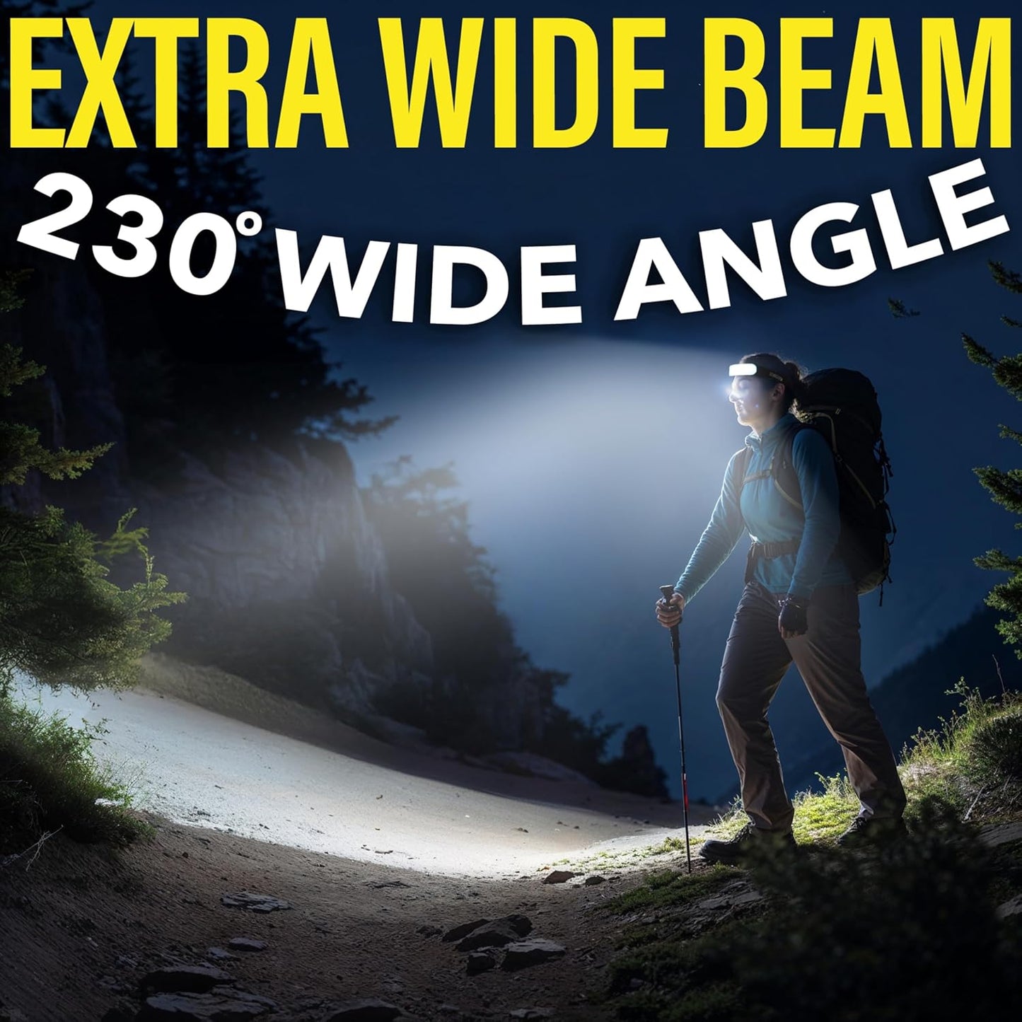 1500 Lumens Rechargeable LED Headlamp for Adults, 230° Wide Beam, Adjustable Light Bar, 5000mAh Battery, IPX6 Waterproof + Multitool – Camping, Hiking, Running, Hunting & Construction