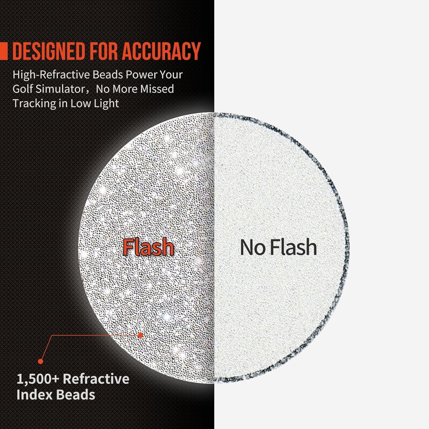0.25" White Reflective Dot Stickers - 300 Pack with High-Reflective Glass Beads, Weatherproof Golf Ball Markers for Simulators & High-Speed Cameras