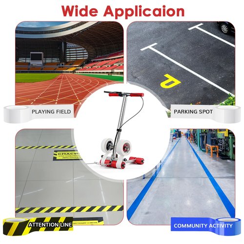 Bonoutil Court Line Tape Machine with Cut-Off Function, Playing Field Line Striping Machines for Parking Ground Marking, Road Warning