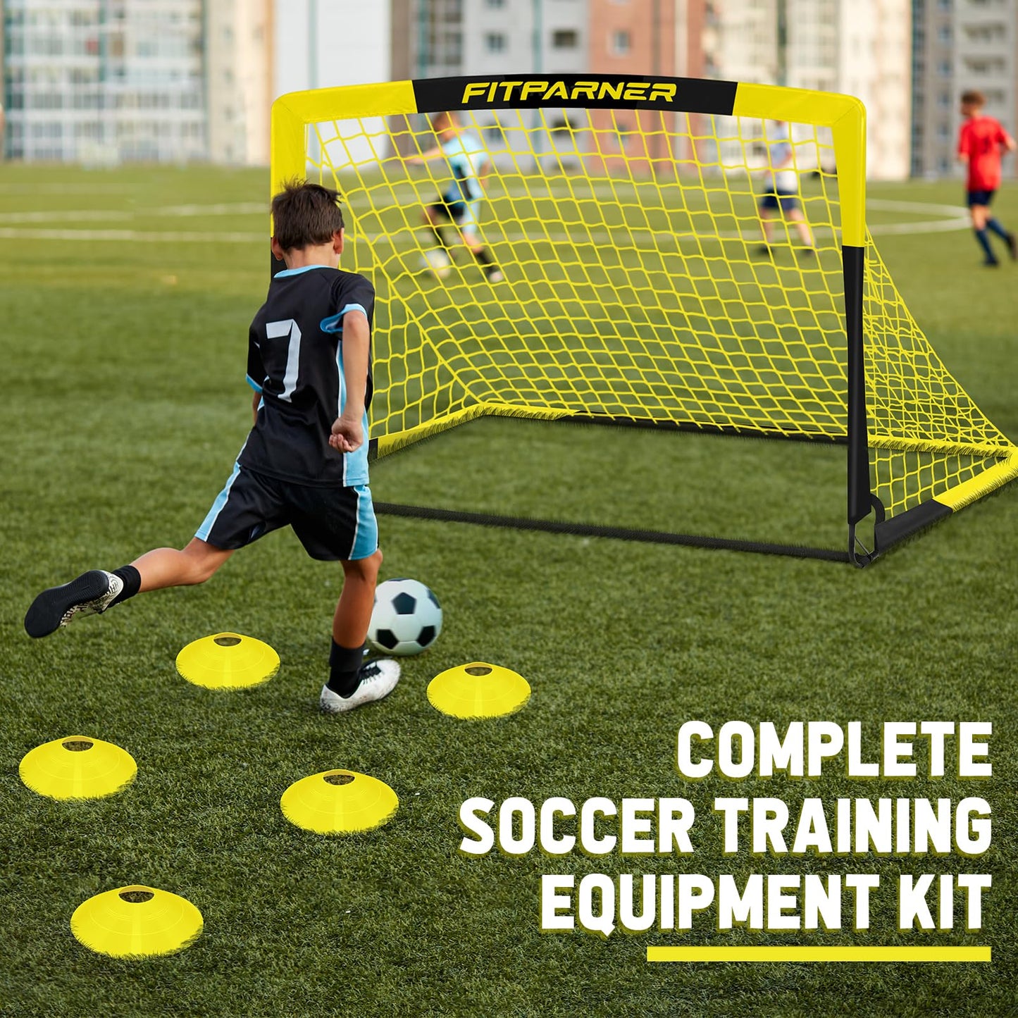 Kids Soccer Goals for Backyard Set - 2 Set of 4X3 ft Soccer Nets for Kids Age 3-14,Portable Pop Up Soccer Training Equipment Kit with Soccer Ball,Cones for Toddler Youth Outdoor Game