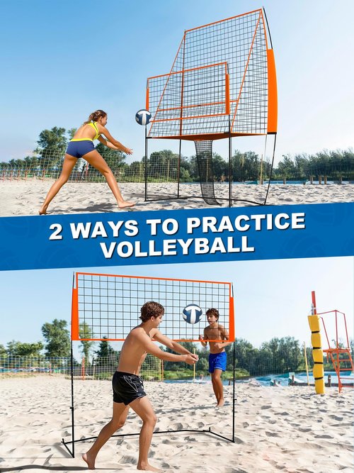 Portable Volleyball Training Equipment Net System, Volleyball Practice Net with Carrying Bag, Height Adjustable for Backyard Indoor Outdoor Hitting Serving Practice