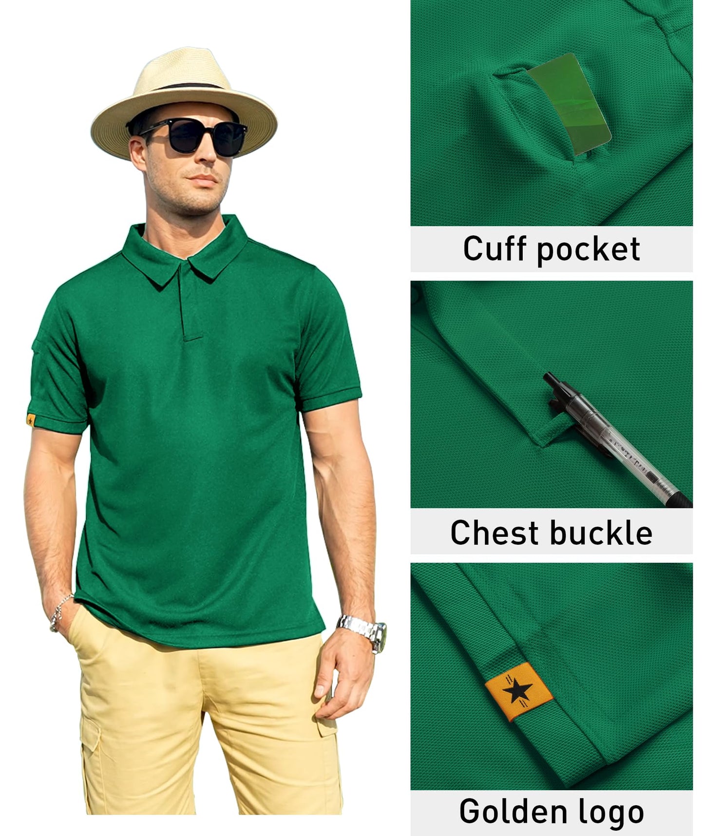 ZITY Mens Polo Shirt Short Sleeve Sports Tactical T-Shirt Athletic Golf Polos Daily Casual Stylish Collared Shirts for Men Viridian X-Large