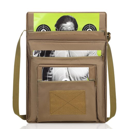 Wowangce Range Target Carry Case for Shooting Range Bag with 3 Zipper Pockets Front Waterproof Accessory Pouch for Shooting Convenient Carrying(Brown)