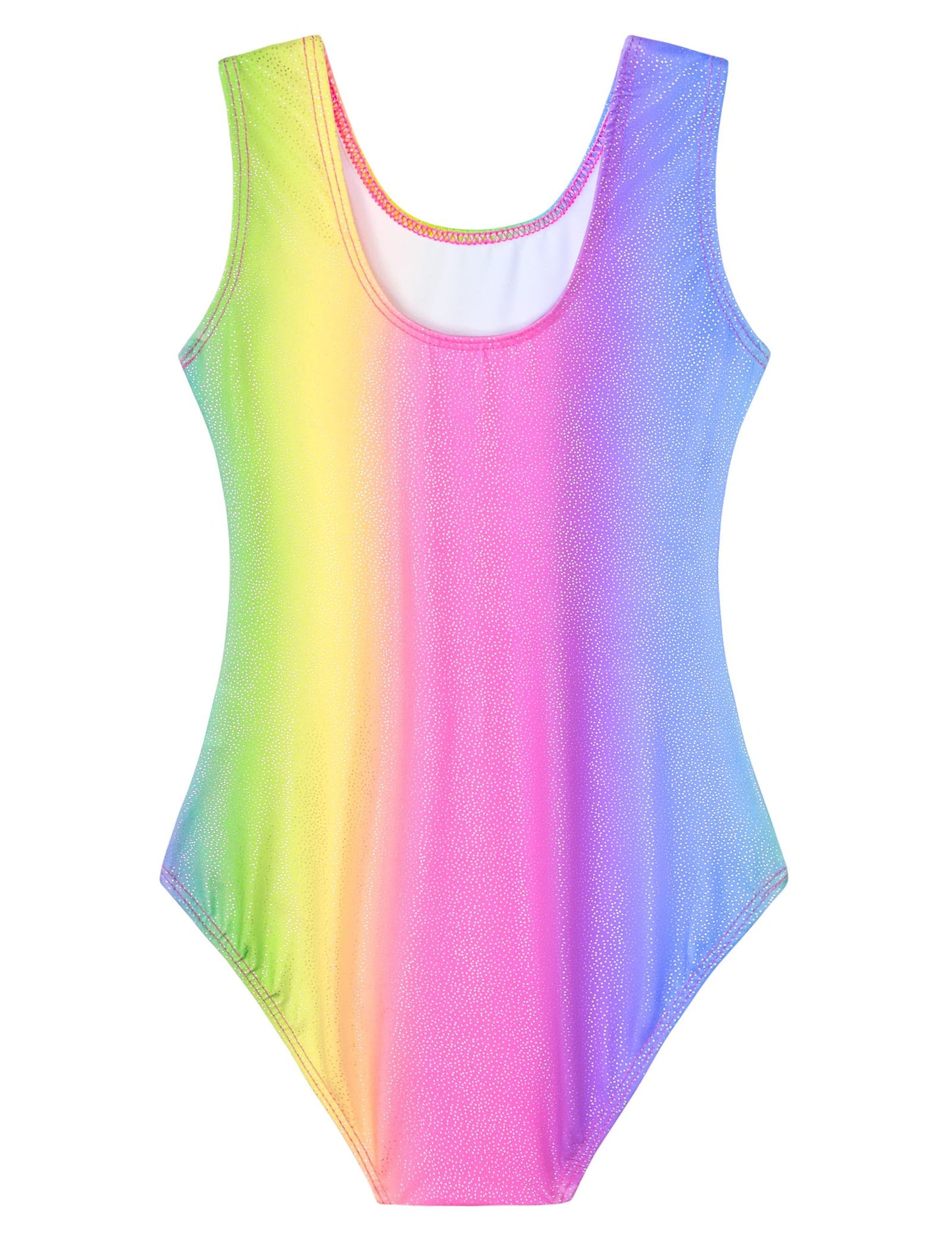 Domusgo Gymnastics Leotards for Girls 8-9 Years Old Colorful Stripes Sparkly One Piece Tumbling Outfits