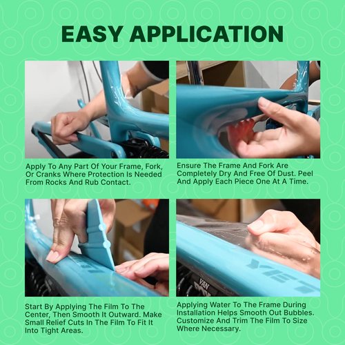 RKNDY E-Bike Bicycle Frame, Fork, Battery Pack, Die Cut Protection Kit/High Impact Frame Guard. Protects Your Bike from Scratches and dings. Thick Glossy PVC Protective Film. Fits Most E-Bikes.