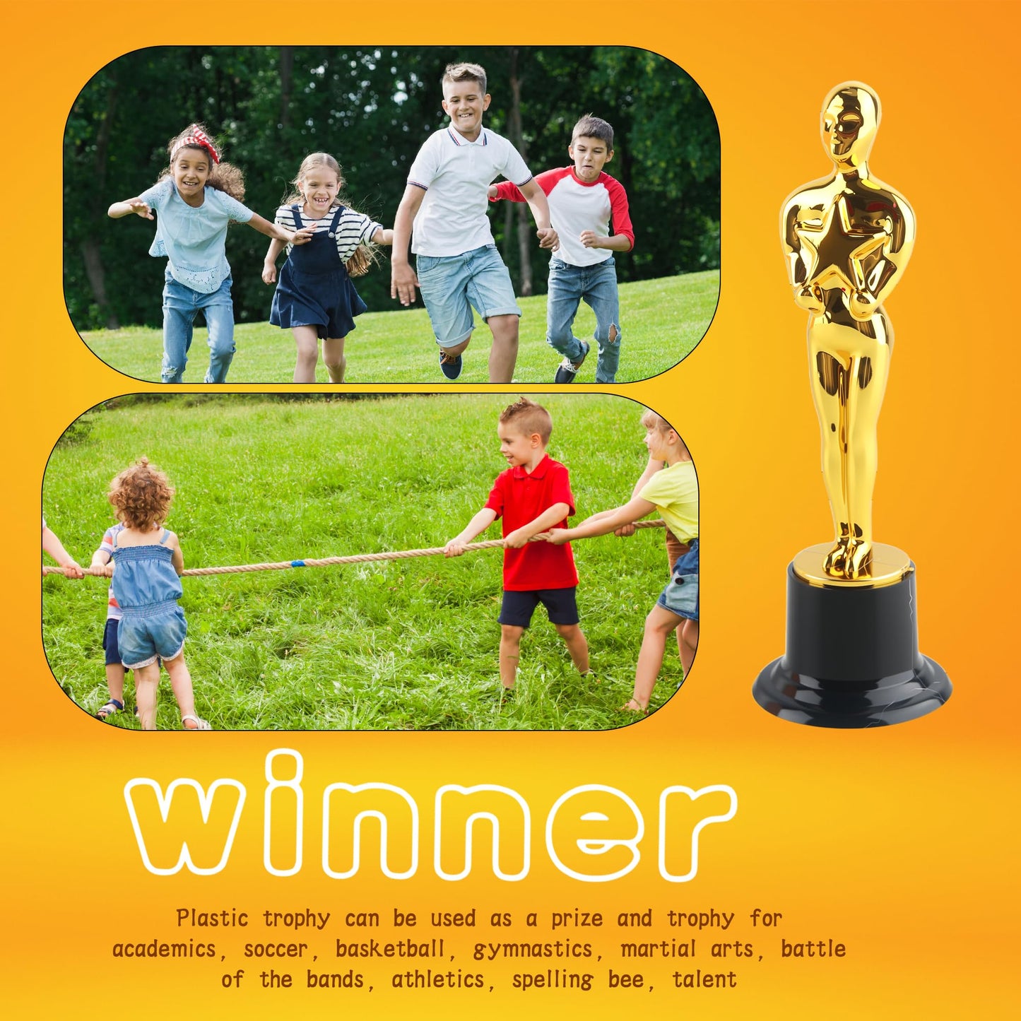 Cotiny 30 Pcs 6 Inch Gold Star Award Trophies Plastic Trophies Award Statues for Classroom Rewards Appreciation Gift Award Ceremony Supplies