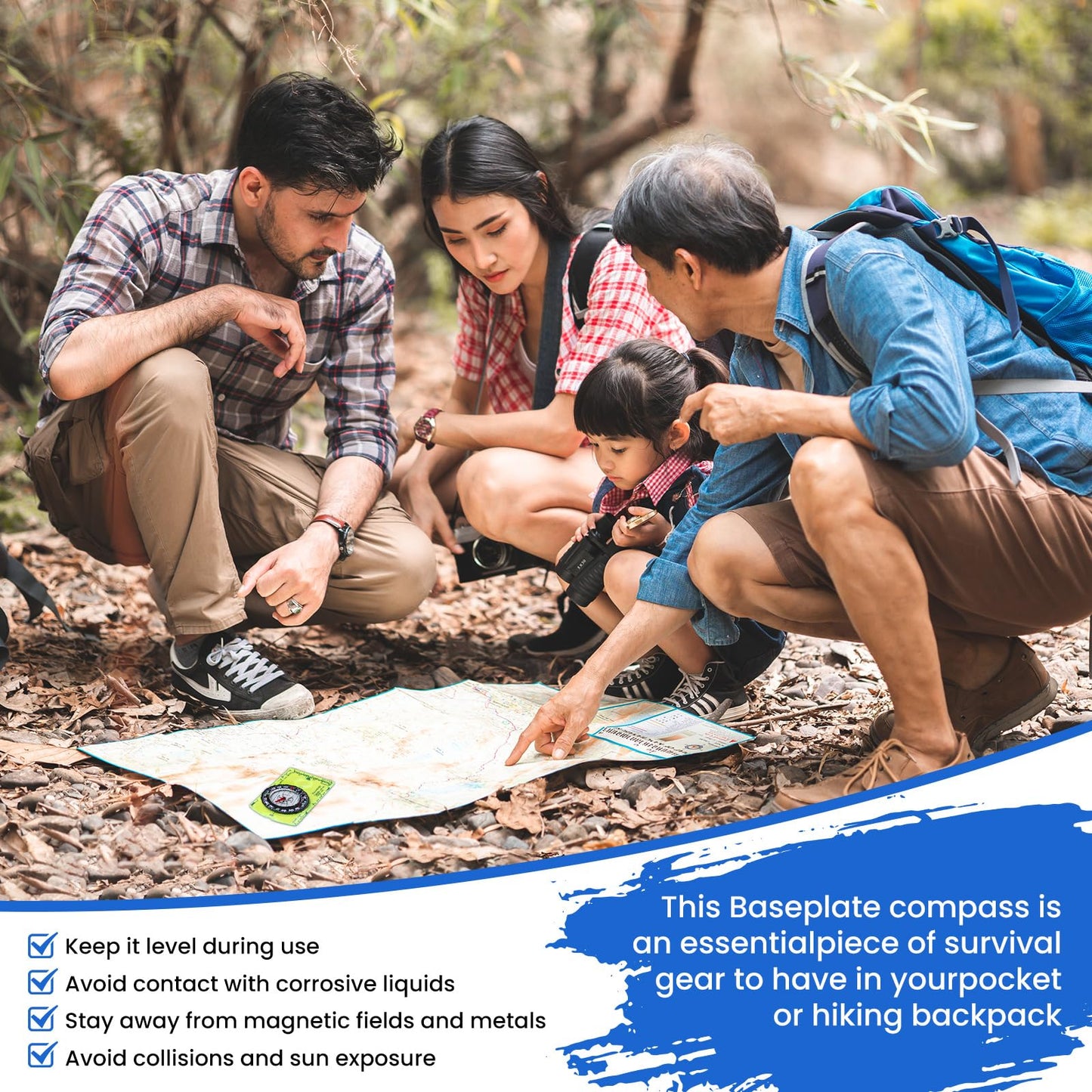 Outdoor Compass with Adjustable Declination, Magnifier, Ruler, Scale, Multifunctional Kids Waterproof Compass for Map Reading, Hiking, Camping, Navigation and Survival.