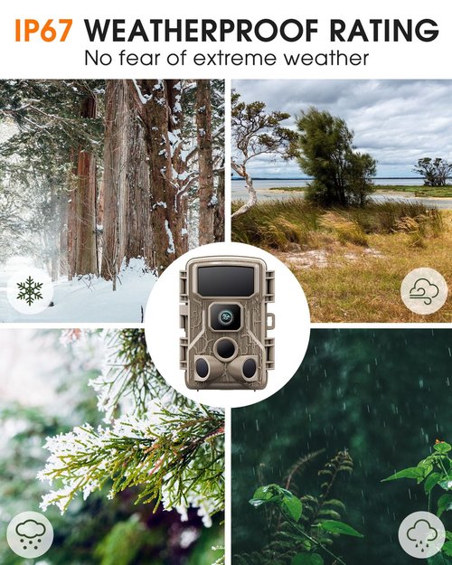Punvoe Trail Camera WiFi 4K 64MP with 64GB Memory Card 8 Batteries and Night Vision Ip67 Waterproof 130°Wide Angle 0.1s Trigger Speed, Suitable for Outdoor Wildlife Detection, Monitoring Game Cam