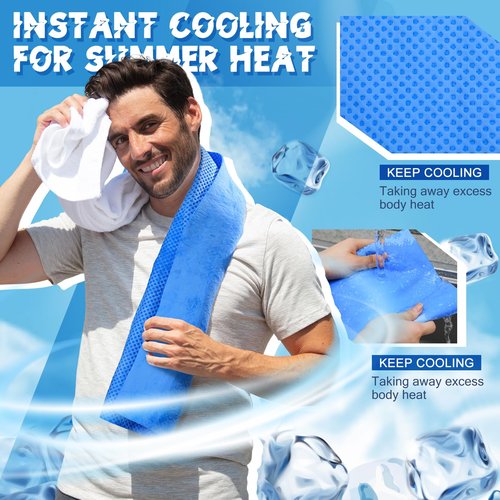 Peryiter 3 Packs PVA Cooling Towel Reusable Instant Cooling Neck Towel Breathable Soft Long Lasting Ice Sports Supplies for Running Hiking Swimming Golf (Dark Blue)