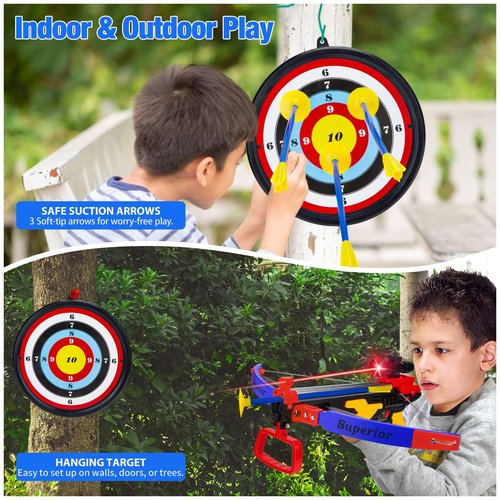 Contixo BA3 Crossbow and Arrow Archery Toy Set with Infrared, Kids Outdoor Shooting Sport Game Toys with 3 Suction Cups Arrows & 1 Target, Safe Fun Suit for Kids Boys Girls Age 3 and Up