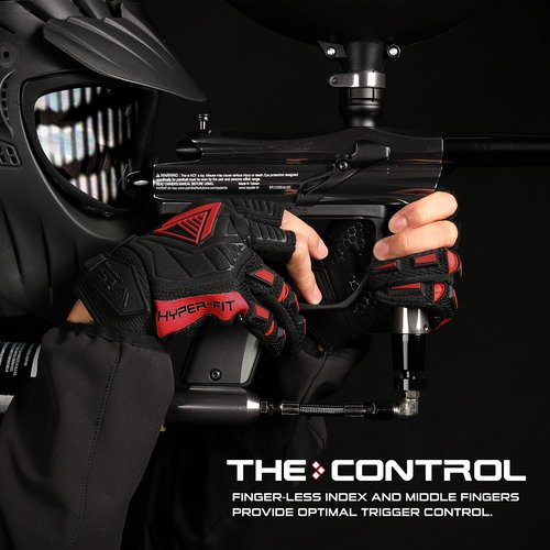 Glove Station Hyper-Fit Tactical Shooting & Work Gloves - Red, Medium - 2 Fingerless Design Paintball & Airsoft Gear for Men with Outstanding Grip for Combat, Hunting, Shooting, & Work