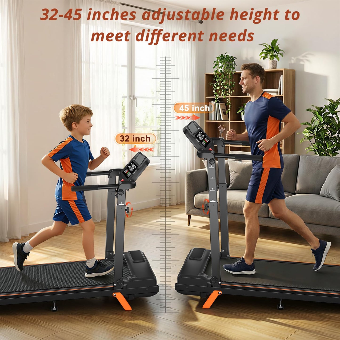 Walking Pad Treadmill with Desk Workstation, 12% Incline Treadmills for Home Office, 350lbs Capacity, 3.5H(XXL)