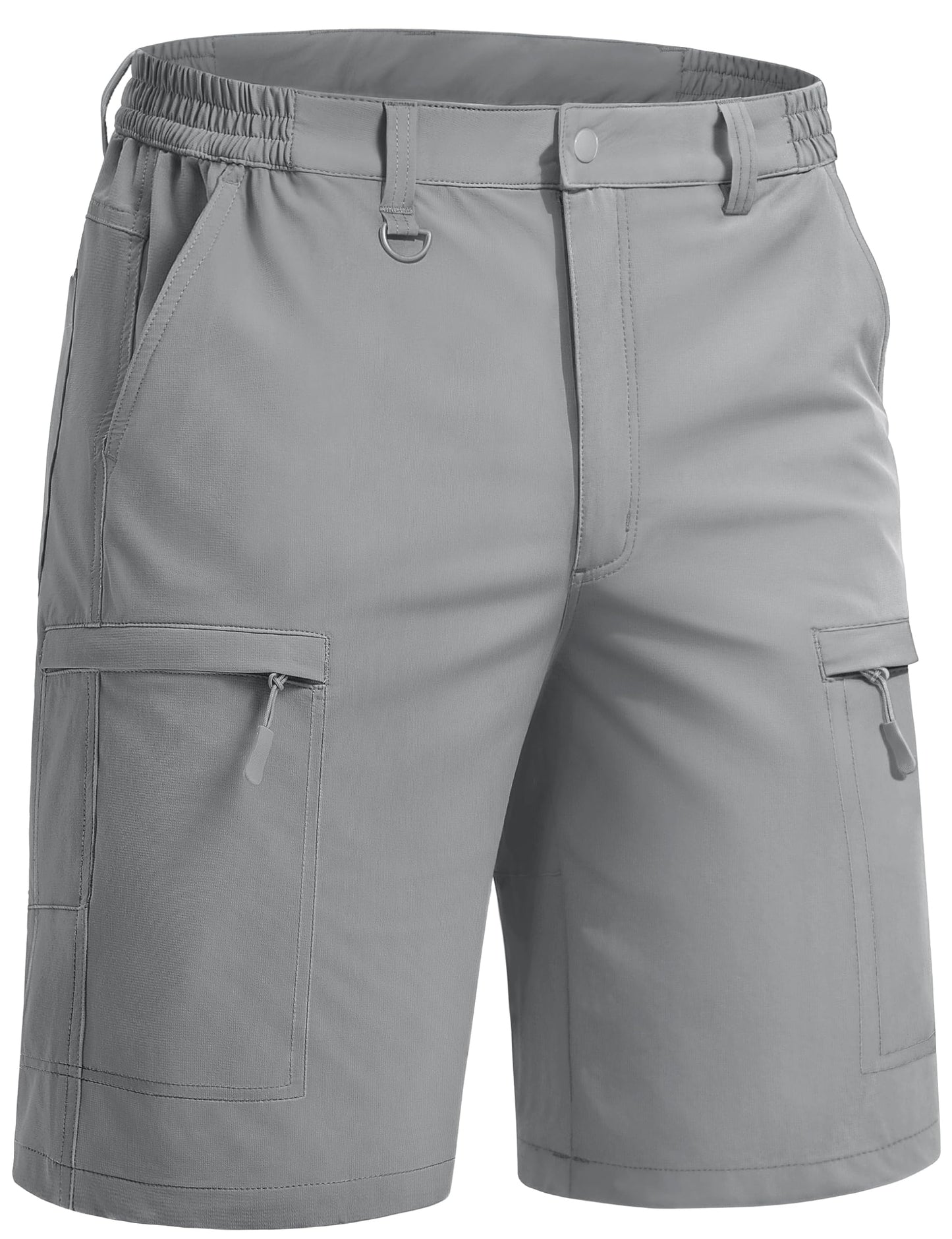 TACVASEN Cargo Shorts for Men Quick Dry Hiking Lightweight Golf Workout Fishing Travel Shorts Summer Beach Light Grey 32