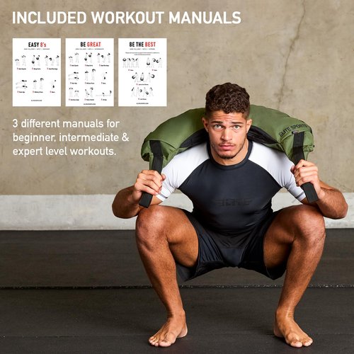 Elite Sports Bulgarian Canvas Bag, Fitness Canvas MMA Gym Cross Workout Training Sandbag 17, 25, 33, 45 lbs (UNFILLED) (Forest Green, 45 LBS)