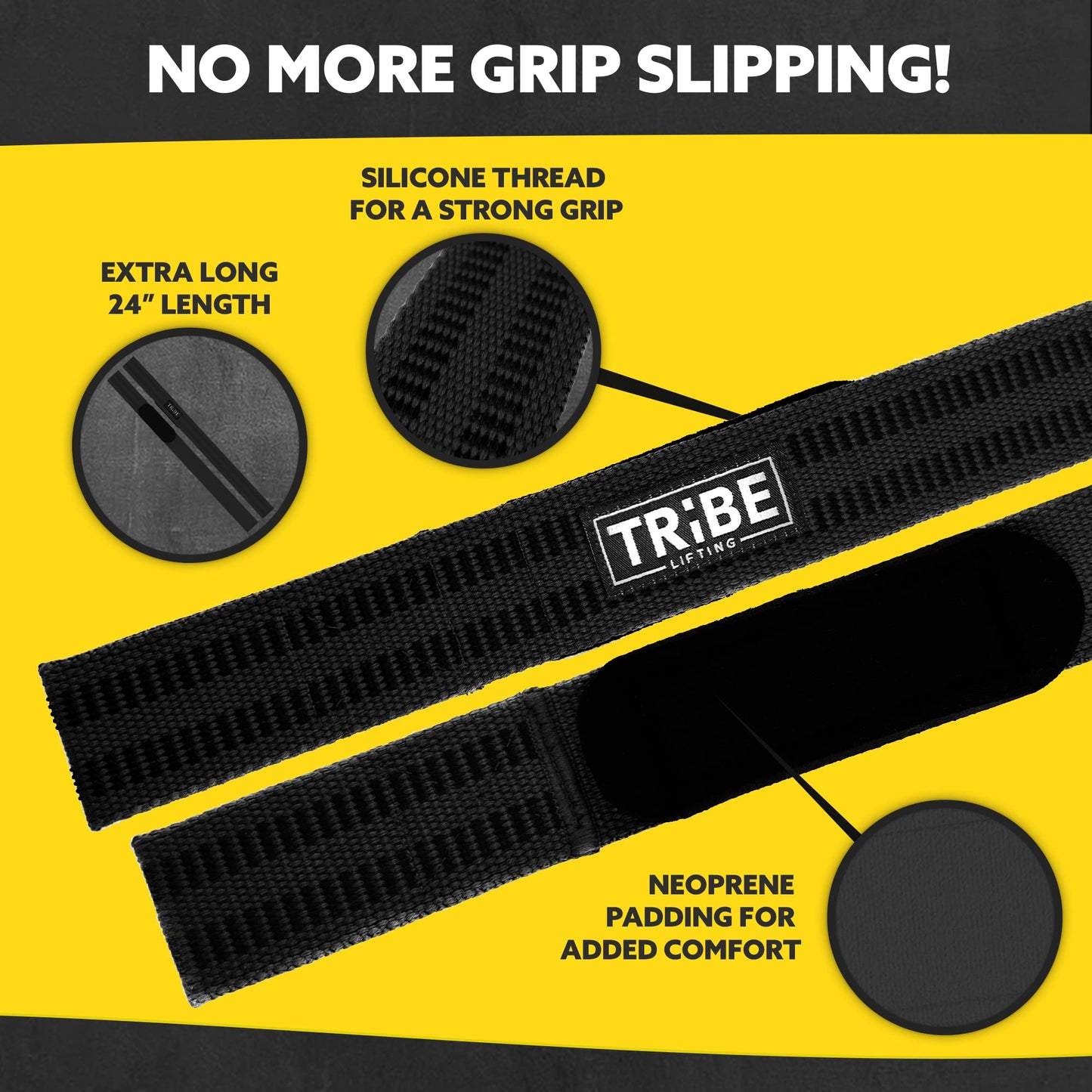 Tribe Lifting Wrist Wraps and Lifting Straps for Weightlifting - Heavy Duty Wrist Straps for Weightlifting Men - Gym Wrist Wraps for Bench Press, Deadlift Straps for Weight Lifting Accessories