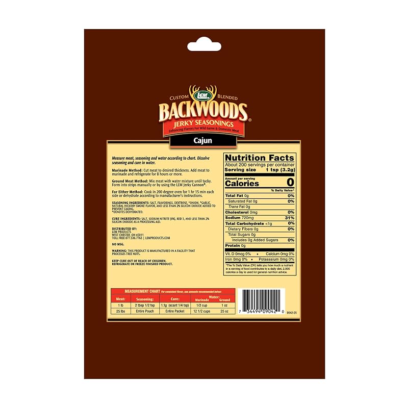 Backwoods Cajun Jerky Seasoning 22.2 oz Pack