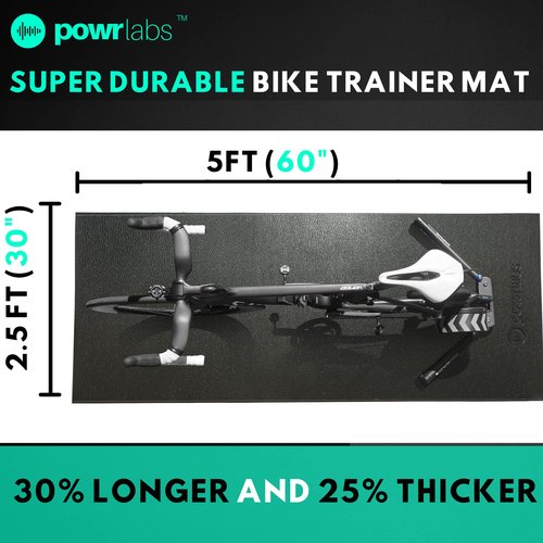 Powr Labs Bike Trainer Mat Compatible with Peloton Bike – Stationary Cycling Floor Pad for Treadmill, Exercise Equipment & Gym Use – Protects Carpet & Hardwood Floors, Indoor Trainer Accessory
