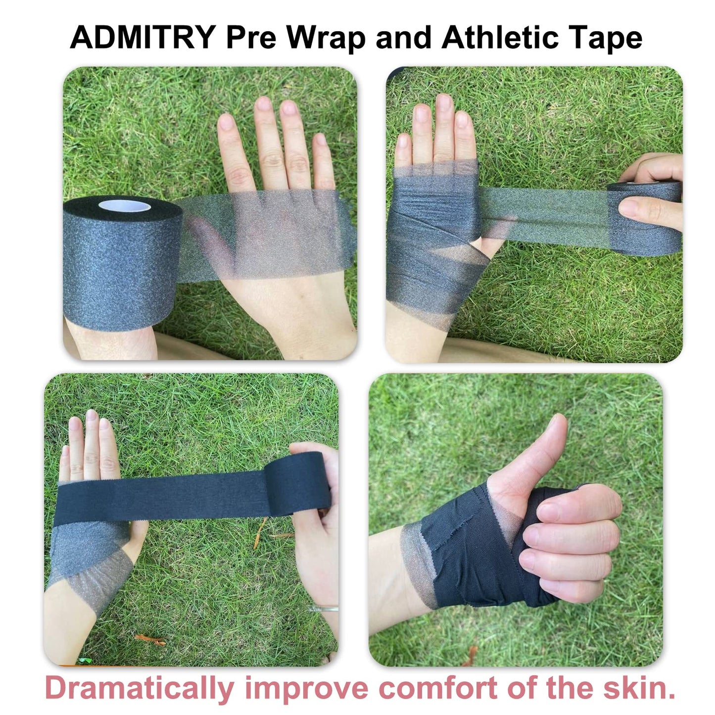 ADMITRY Athletic Tape,5 Pack Black Sports Tape
