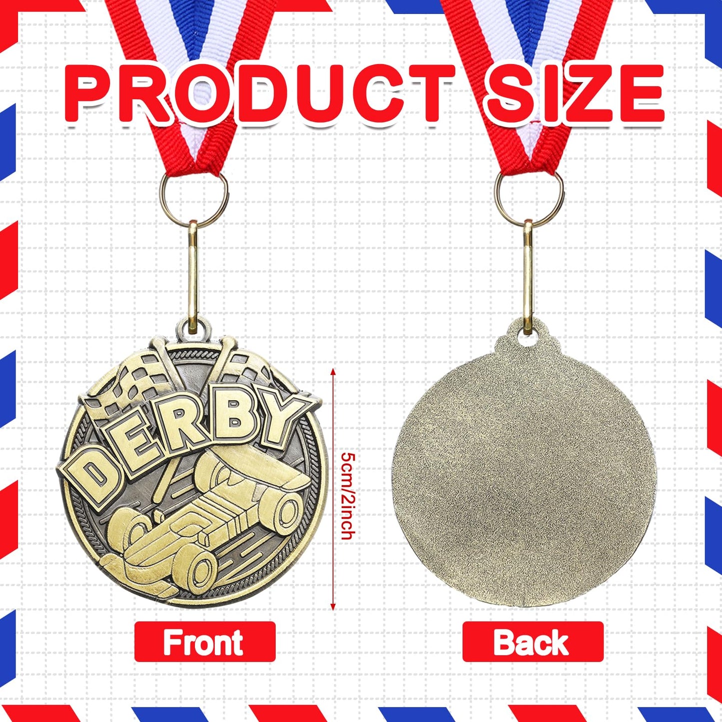 Quelay 30 Pcs Scout Race Derby Medals 2" Derby Race Car Show Trophy Award Prizes Winner Medals with Neck Ribbon for Scout Winner Champion Event Tournament Gifts