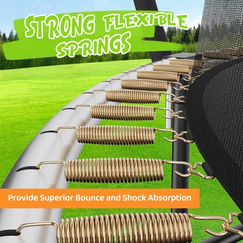 Gigu 14ft Home Trampoline - T-Socket Reinforced Frame, Double Zipper Entry, Ladder Included, Outdoor Specific Yard for Adults Kids