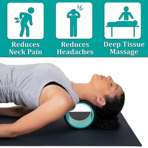 YOGI GRIPS Back Roller Wheel- Foam Padded Back Stretcher Wheel with Center Spine Cradle-Back Pain & Stretching- Deep Tissue Massage Roller (Set of Four)