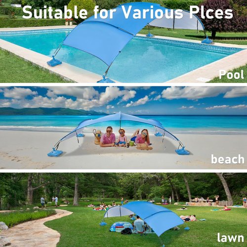 Pool Canopy Beach Pool Shade Canopy with UV Block & Waterproof Heavy Duty Awning Shade 11.48x 7.87ft Canopys with Sandbags Canopys for Swimming,Patio, Lawn,Yard Blue