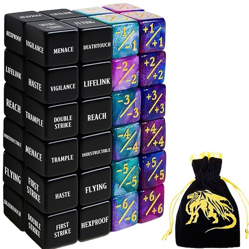 48 PCS MTG Counter Token Dice Abilities Keyword Counters Bulk Creature Stats Buff Magic The Gathering Tokens Dice Set with Bag TCG Card Games Accessories (MTG)