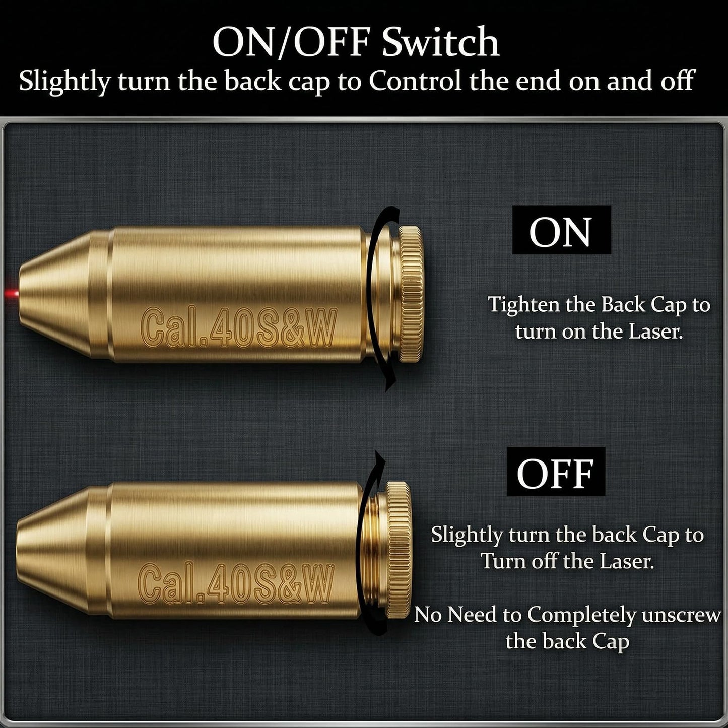 Gotical Tactical Red Laser Bore Sight Cal .40 Brass Boresighter Cartridge Red Dot (Will Work with Smith and WES'S) (Cal .40 Brass Boresighter)