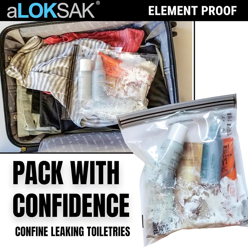 Loksak Waterproof Bags Set of 4 - Reusable Dry Bags 5x4, 4x7, 6x6, 9x6