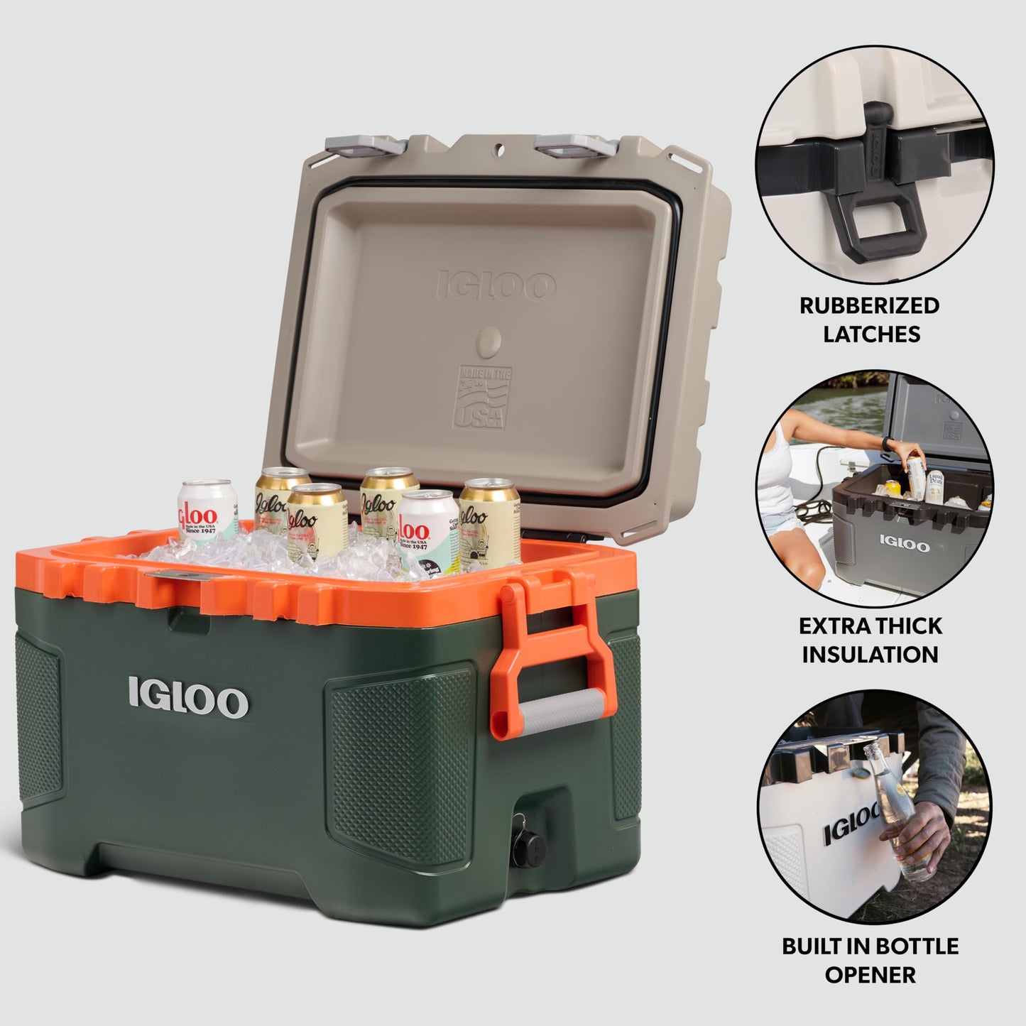 Igloo Trailmate 50Qt Cooler, Insulated Hard Shell Ice Chest, Sportsman
