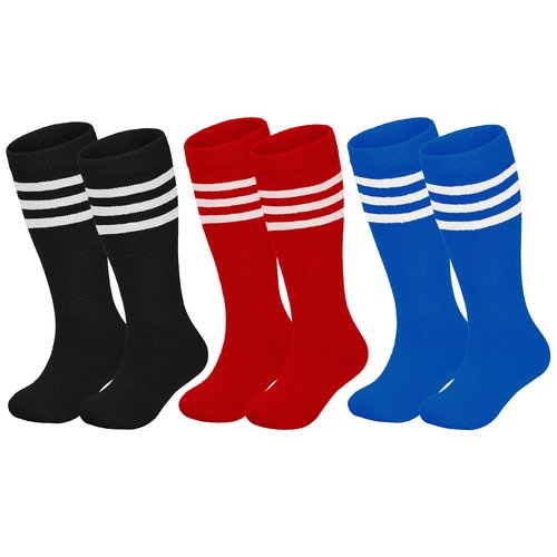 Gurxien 3 Pairs Kids Toddler Baseball Socks Youth Soccer Softball Sock Boys Girls Athletic Tball Knee High Socks 1-11T