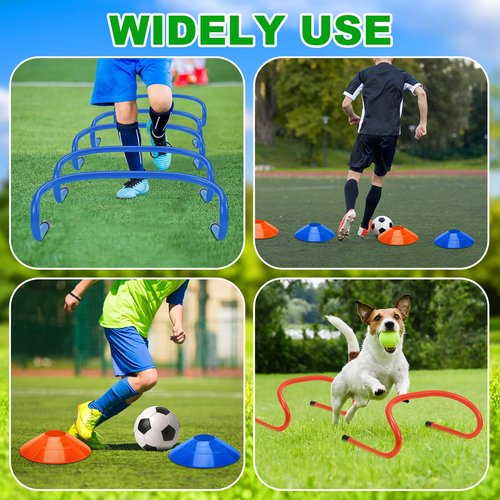Seenelling 32 Pcs 6" Agility Training Hurdles Speed Training Hurdles and Marker Cones Equipment Agility for Athletes Soccer Football Basketball or Plyometric Exercise Compact Storage(Orange,Blue)