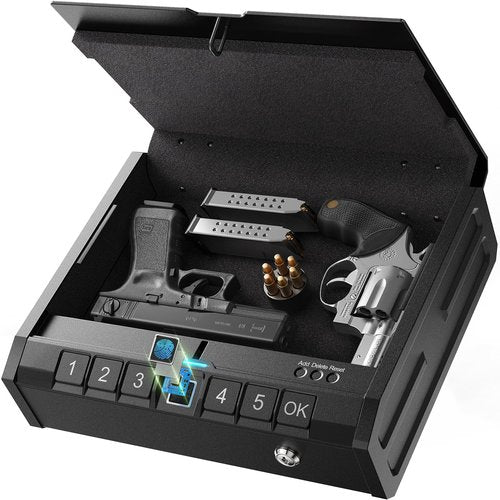 ONNAIS Iron SE Biometric Gun Safe ??Quick Access Handgun Safe with Fingerprint & Keypad Lock for Home, Nightstand, Bedside, or Car