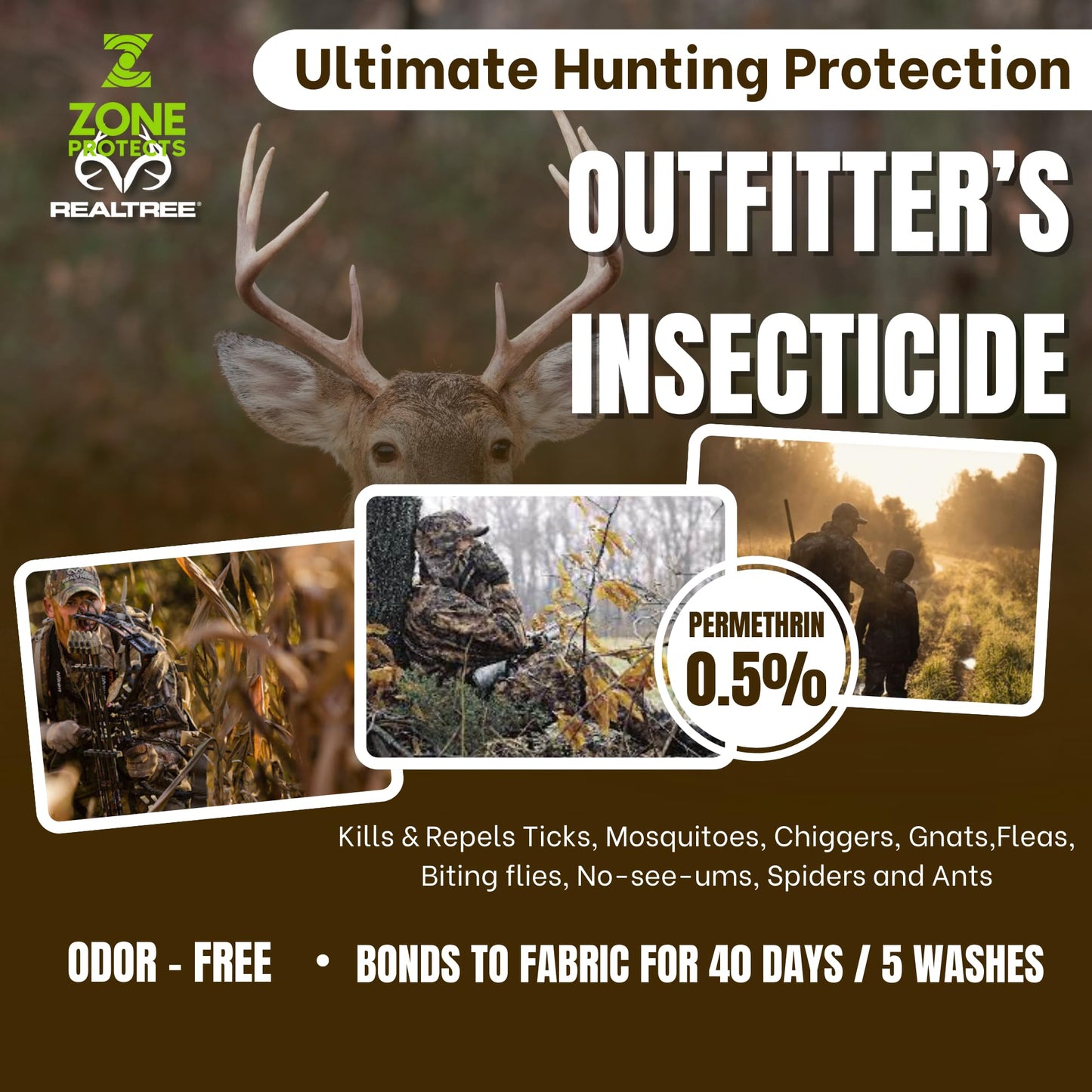 Zone Realtree Outfitters Permethrin Insecticide Spray and Refill Bundle - 32oz Spray and 32oz Refill, Controls Ticks, Mosquitoes, Chiggers on Clothing, Boots, and Gear