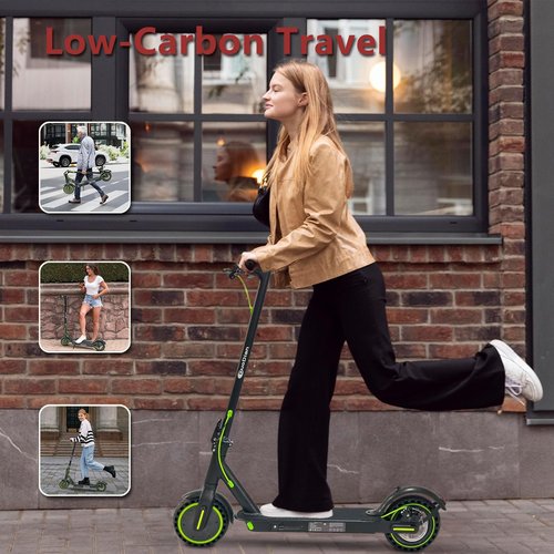 Electric Scooter for Adults - 350W/500W Motor, 19Mph Max Speed, 8.5” Solid Tires, 15/21 Miles Range, Portable Commuting E-Scooter with Double Braking System and App