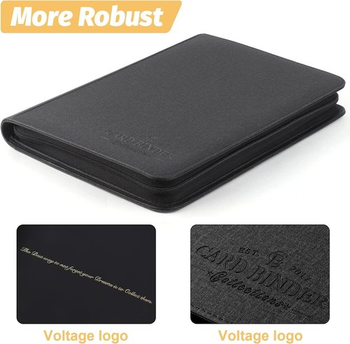 Foalgo 9 Pocket Card Binder, Premium Zip Trading Card Binder, 540 Double Sided Pocket PU Collection Binder, Collector Album, Card Folder for MTG, TCG, Sports Cards (Black)