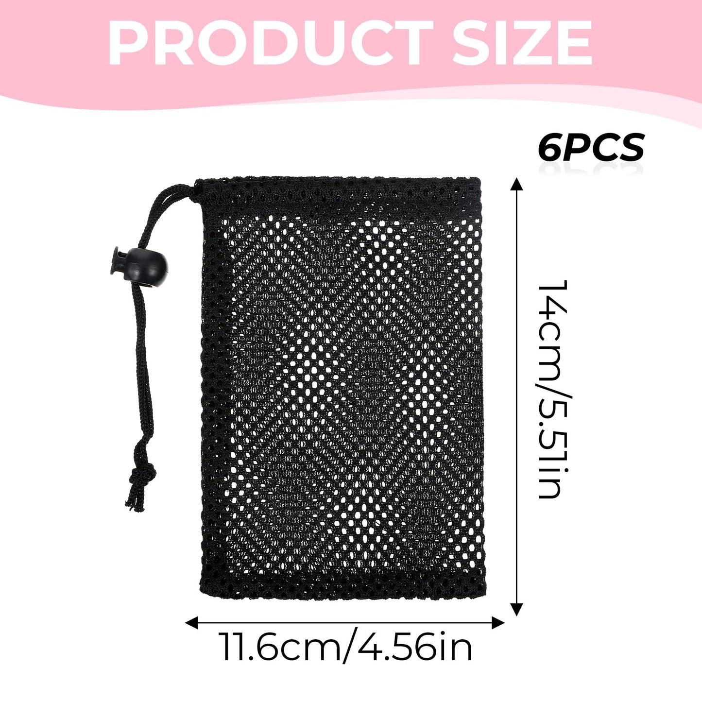 InnoHHustle 6 Pcs Small Mesh Bags Drawstring, 6x4 Inch Mesh Drawstring Bag Black Small Nylon Bag with Drawstrings Portable Draw String Storage Bags Mini Nylon Net Pouch Travel Stuff Pouch