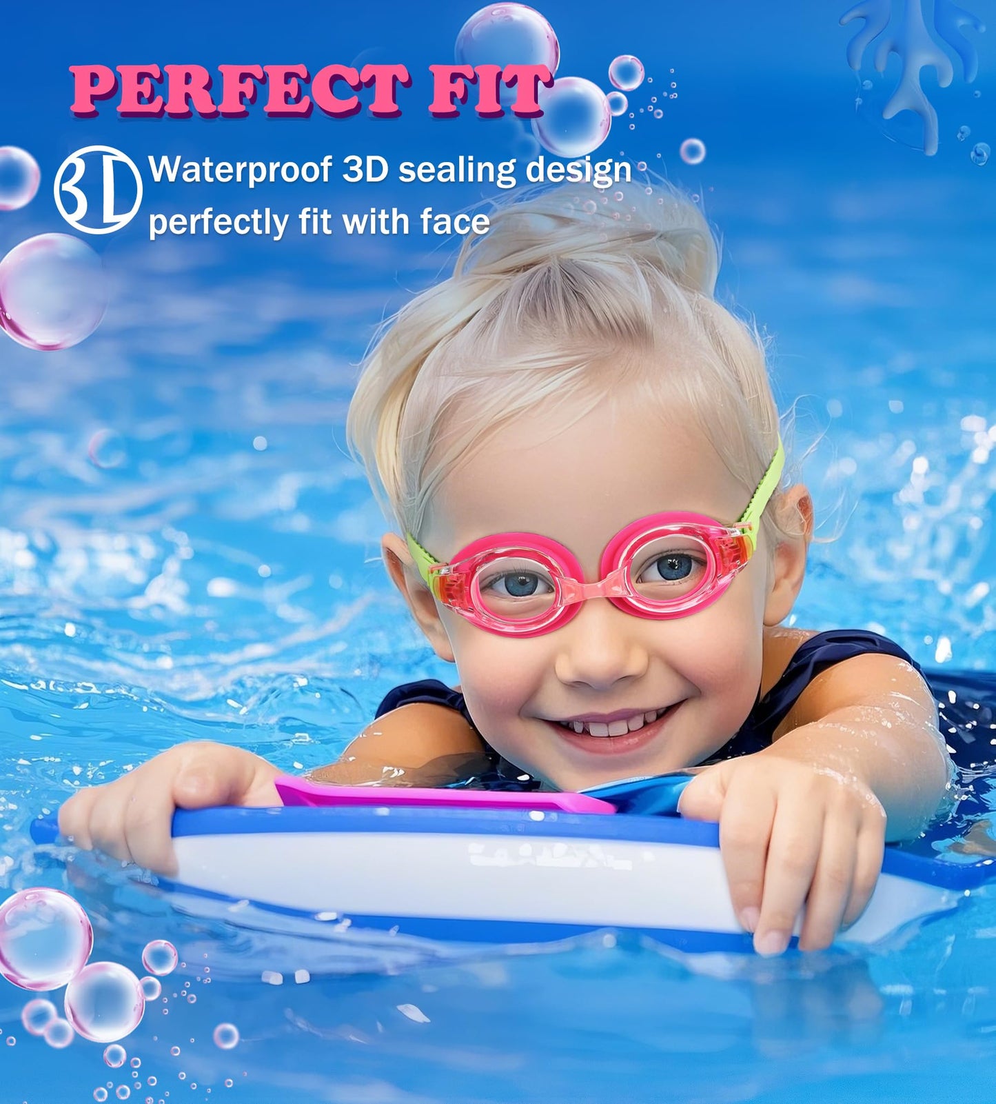 Aegend 2 Pack Kids Goggles, Swimming Goggles for Kids Age 4-16 Boys and Girls Youth, Anti-Fog Pool Goggles, Red & Light Purple