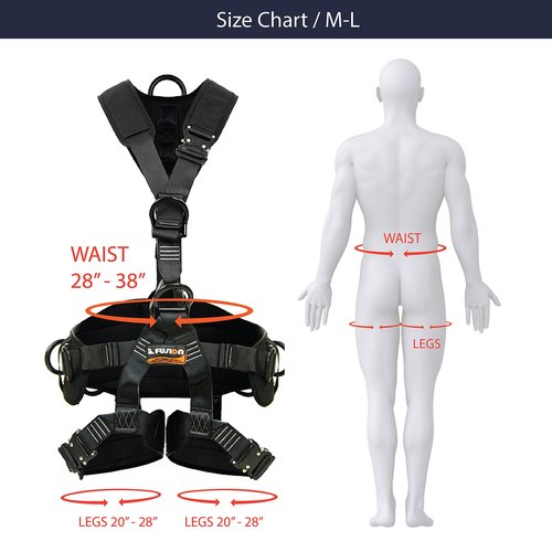 Fusion Climb Tac-Rescue, Construction Harness - Full Body Harness, 6 D-Ring Points, and Quick-Release Steel Buckle Safety Harness OSHA & ANSI Compliant