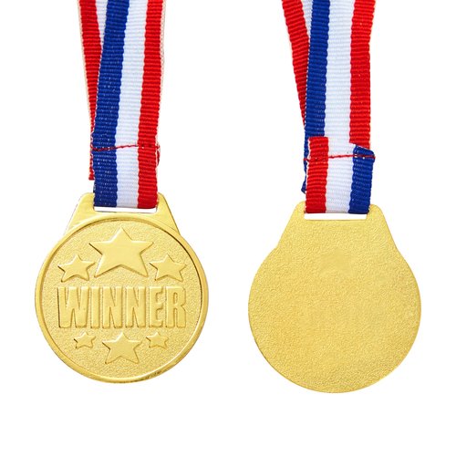 Juvale 12 Pack Gold Medals for Awards - Olympic Style Medals for Kids and Adults (1.5 in Metal) - Award Ribbons for Sports, Competitions, Tournaments, Spelling Bees