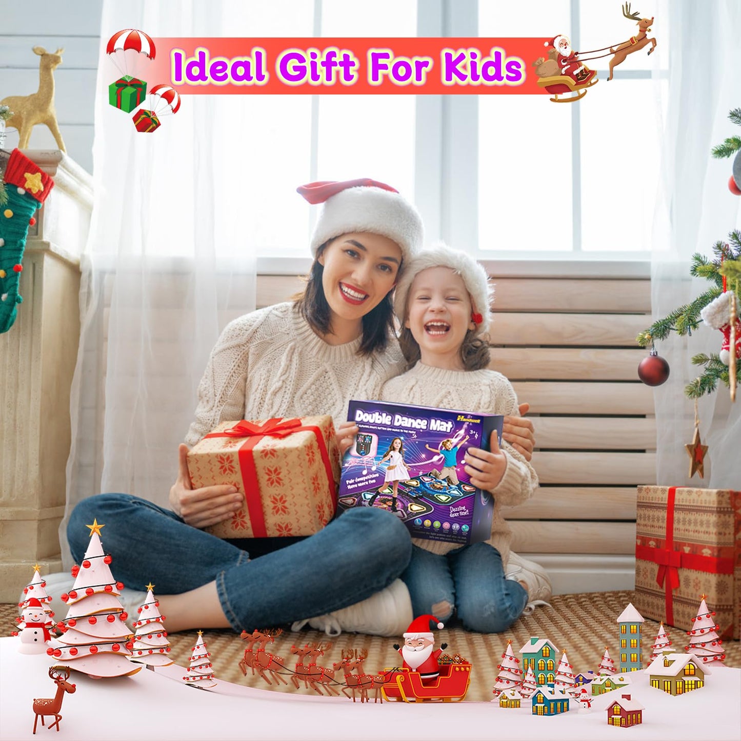 Double Dance Mat for Kids, Single & Double Players Electronic Dance Pad with Light-up12-Button Wireless Bluetooth, LED Light 5 Game Modes Christmas Birthday Gift for Girls Boys Ages 3 4 5 6 7 8 8-12