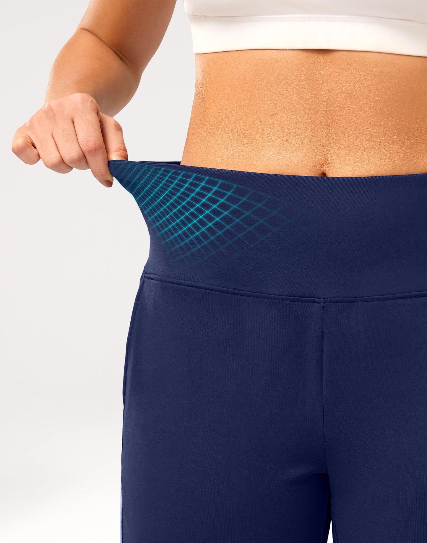 G Gradual Women's Bermuda Long Shorts 14" Knee Length Capris with Pockets High Waisted Athletic Casual Shorts for Women(Navy,M)