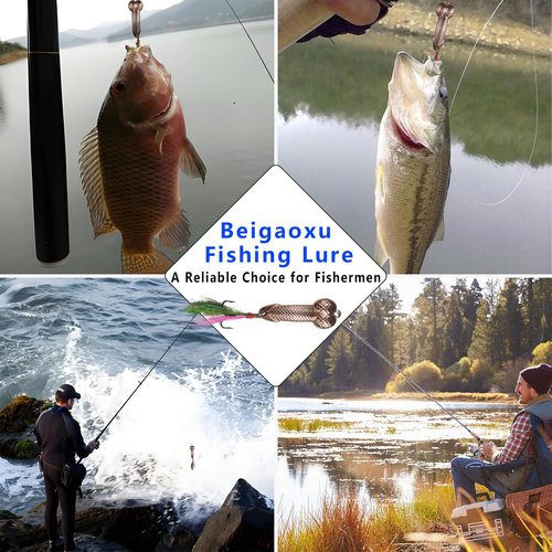 Beigaoxu Fishing Gifts for Men, Funny Fishing Bass Lure, Metal Glitter Fishing Hook with Feathers, Suitable for Freshwater and Saltwater, 2Pcs