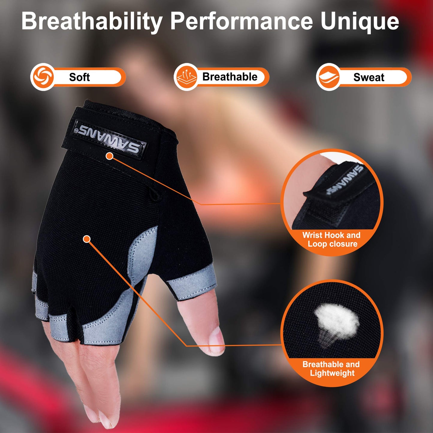 SAWANS Fitness Workout Gloves Gym Weight Lifting Gloves for Men Women Breathable Gymnasium Wrist Support Padded Deadlifts Exercise Training Pull Ups (Short Wrist, M)