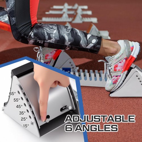VioraWhite Starting Block 6 Angle Sprinter Pedals Adjustable Track and Field Accessories 25.2 Inch Running Blocks for Cinder Track Plastic Runway Athletes Runners (Blue)