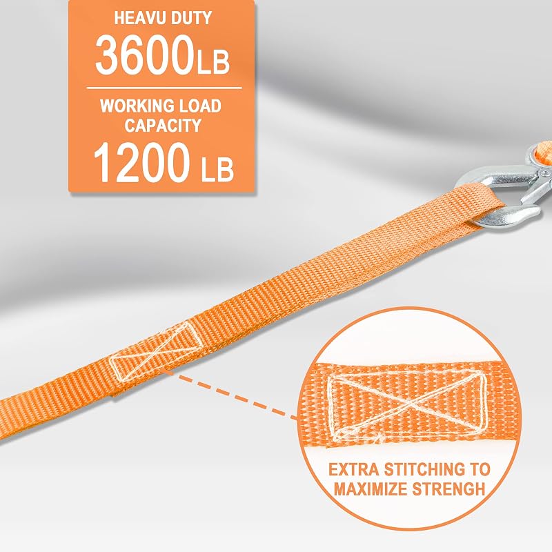 Cartman 6-Pack 1in x 18in Soft Loop Tie-Down Straps - 3600lb, Orange 6pk