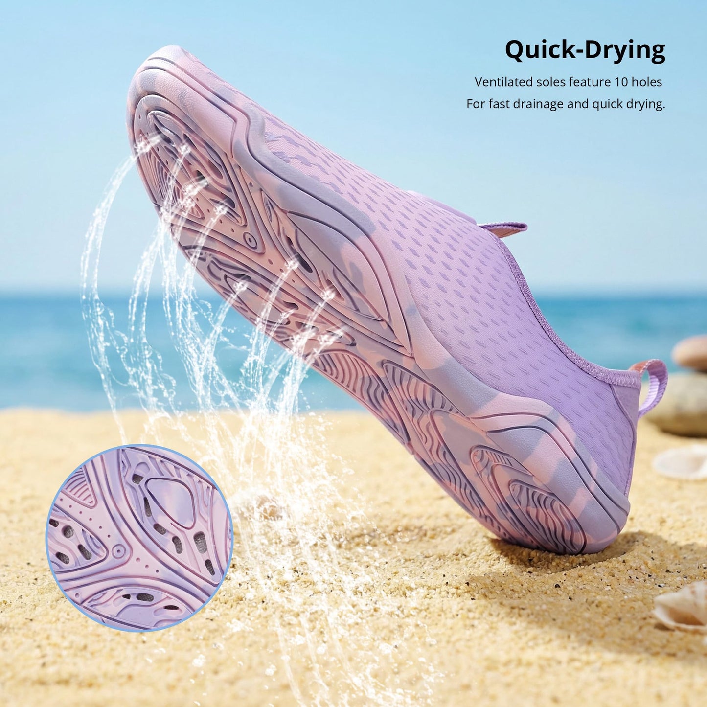 Stelle Water Shoes for Women Men Barefoot Quick Dry Aqua Socks for Swim Beach River Pool Surf Yoga Shower(Lilac,11MW)