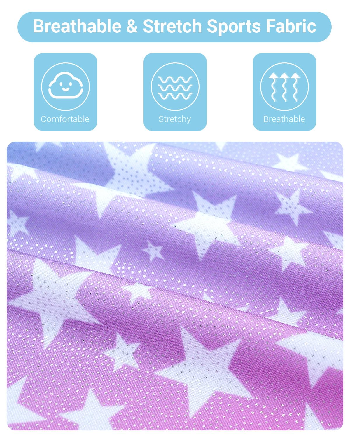 JiAmy Girls Gymnastics Leotards, Glitter Ballet Dance Unitards Biketards Activewear with Short & Hairband for Kids 3-4 Years