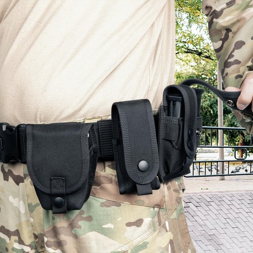 VISMIX 3 Sets of Holsters for Duty Belt, Handcuff Holster/Spray Holster/Double Magazine Pouch Case Sheath Snap Strap for Police Security Law Enforcement